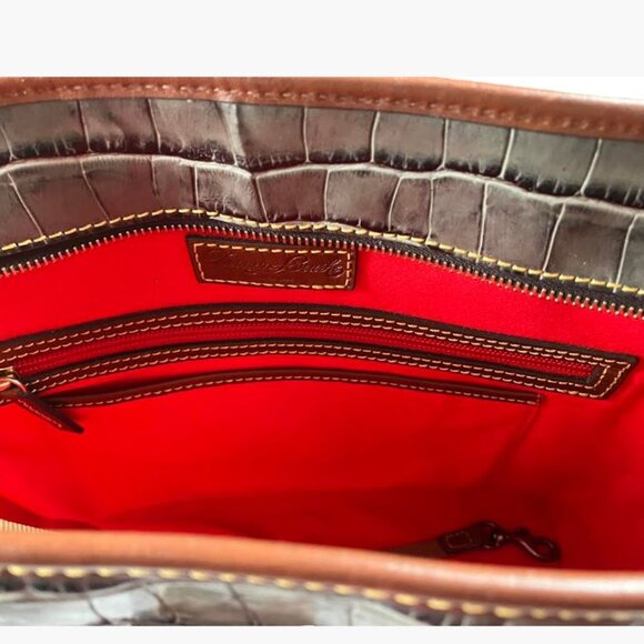 Dooney & Bourke Medium Gray Embossed Mock Croc Bag Tote EUC - Picture 14 of 14